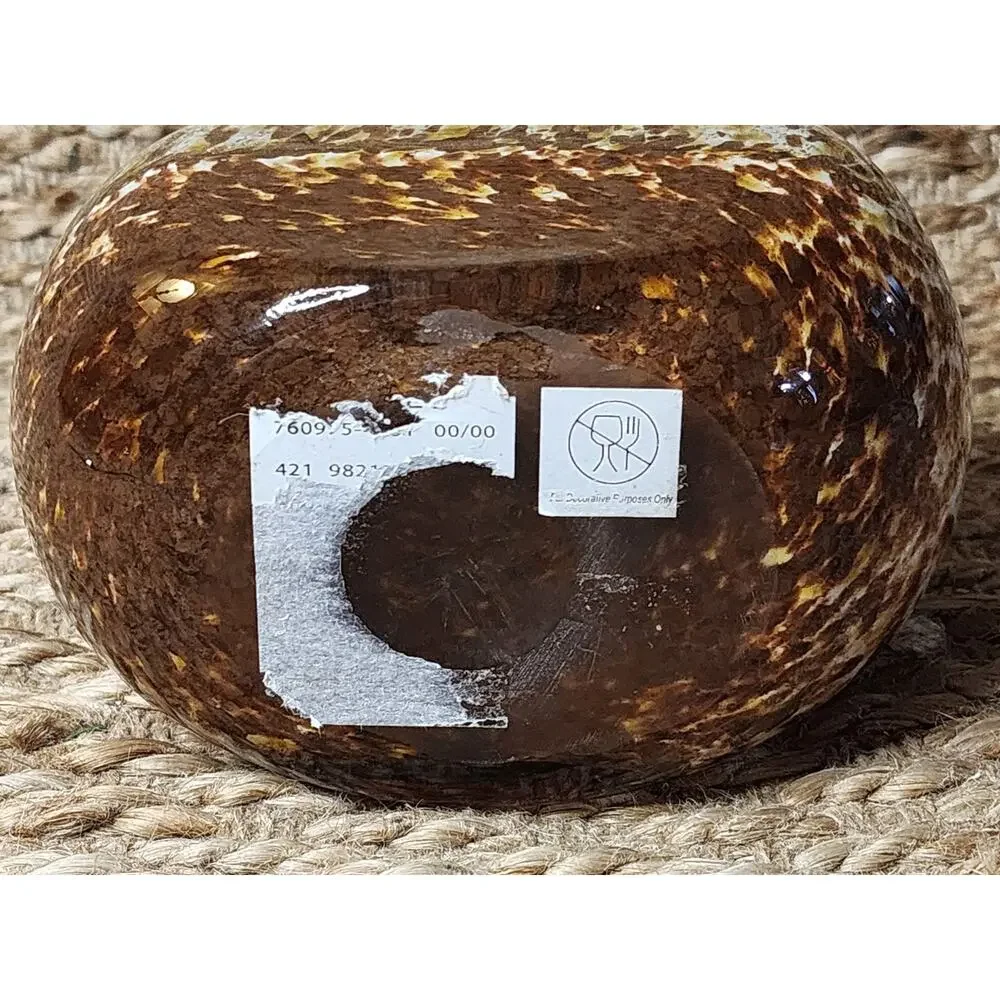 Vintage Hand Blown Studio Art Murano Glass Owl Vase Brown Cream 7